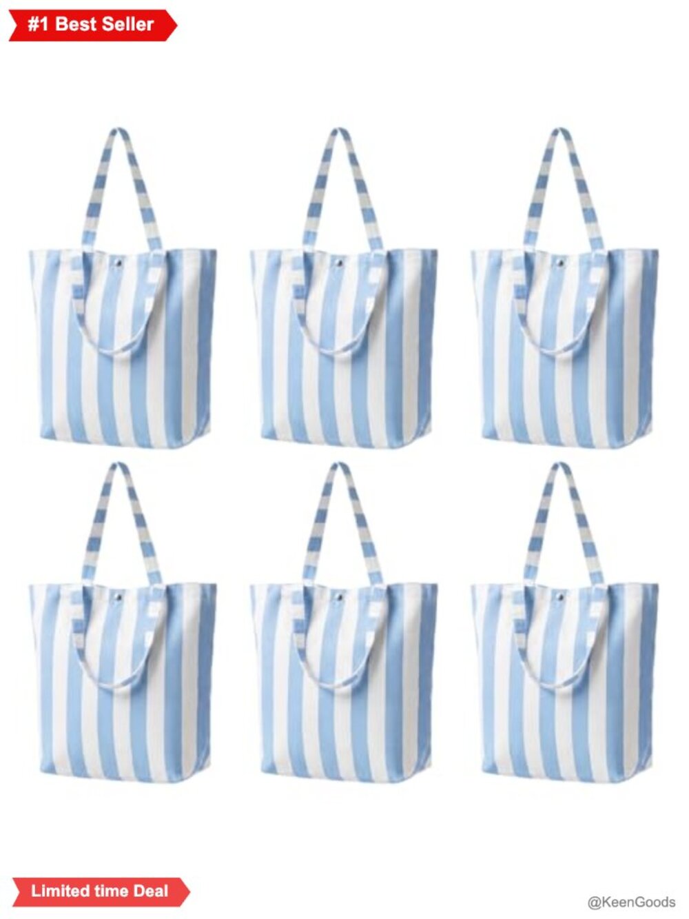 Canvas Striped Tote Bag with Handles
